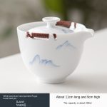 White Porcelain Hand-Painted-Rich Hand-Held Pot [Landscape]