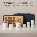 Ru Ware Travel Tea Set-Gaiwan Groups/Moon White