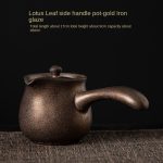 Lotus Leaf Side Handle Pot-Gold Iron Glaze