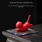 Cute Cat-Rich Red + Bamboo Mat