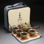 Side Handle Tea Tray Set ~ Dark Green Gradient ~ Travel Pack