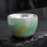 Celadon Silvering Plated Cup (Goldfish)