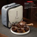 Classic Pottery Travel with Bamboo Tea Tray