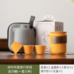 Song Shifeng Ya Travel Tea Set-Vibrant Orange (One Pot Fills Three Cups)