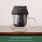 Lucky Cat Office Cup-Zen Style Black (Safe Packaging)