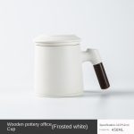 Wooden Pottery Office Cup (Frosted White)