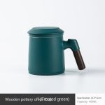 Wooden Pottery Office Cup (Frosted Green)