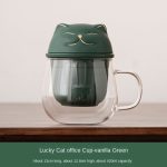 Lucky Cat Office Cup-Vanilla Green (Safe Packaging)