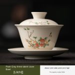 Grass and Wood Gray Three Cai Bowl (Litchi)