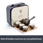 Xiaokang Travel Tea Set Suit-Grilled Flower Style