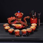 Red Dragon Gilding Tea Set + Six Gentlemen