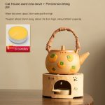 Cat House Warm Tea Stove + Persimmon Loop-Handled Teapot