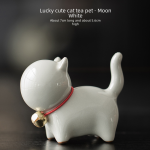 Lucky Cute Cat Tea Ornaments ?? Moon White