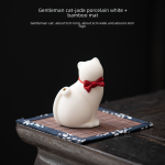 Gentleman Cat-Jade Porcelain White + Bamboo Mat