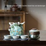 Smoky Gray Wooden Buckle Travel Tea Set-Landscape