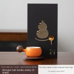 Tao Xi Single Cup + Coaster + Spoon Hardback Gift Box [Wooden Ball Handle-Vibrant Orange]