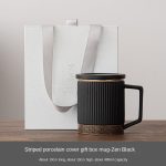 Striped Ceramic Cover Mug-Zen Black (Gift Box Packaging)